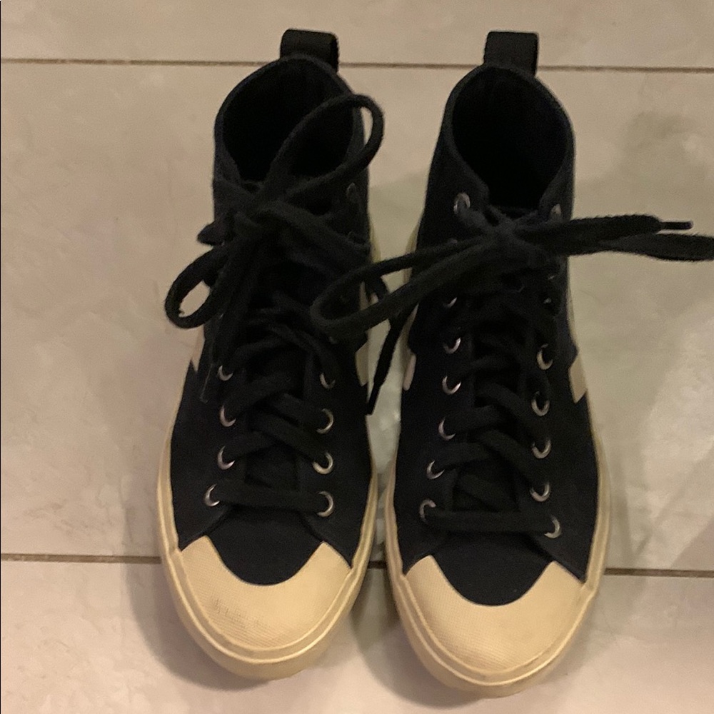 Veja Black and Tan High-Top Sneakers with Classic Design